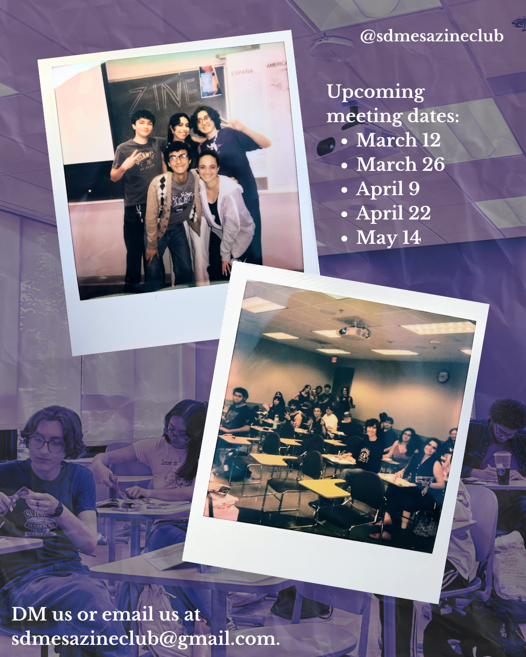 SD Mesa Zine Club, Meeting Dates Flyer